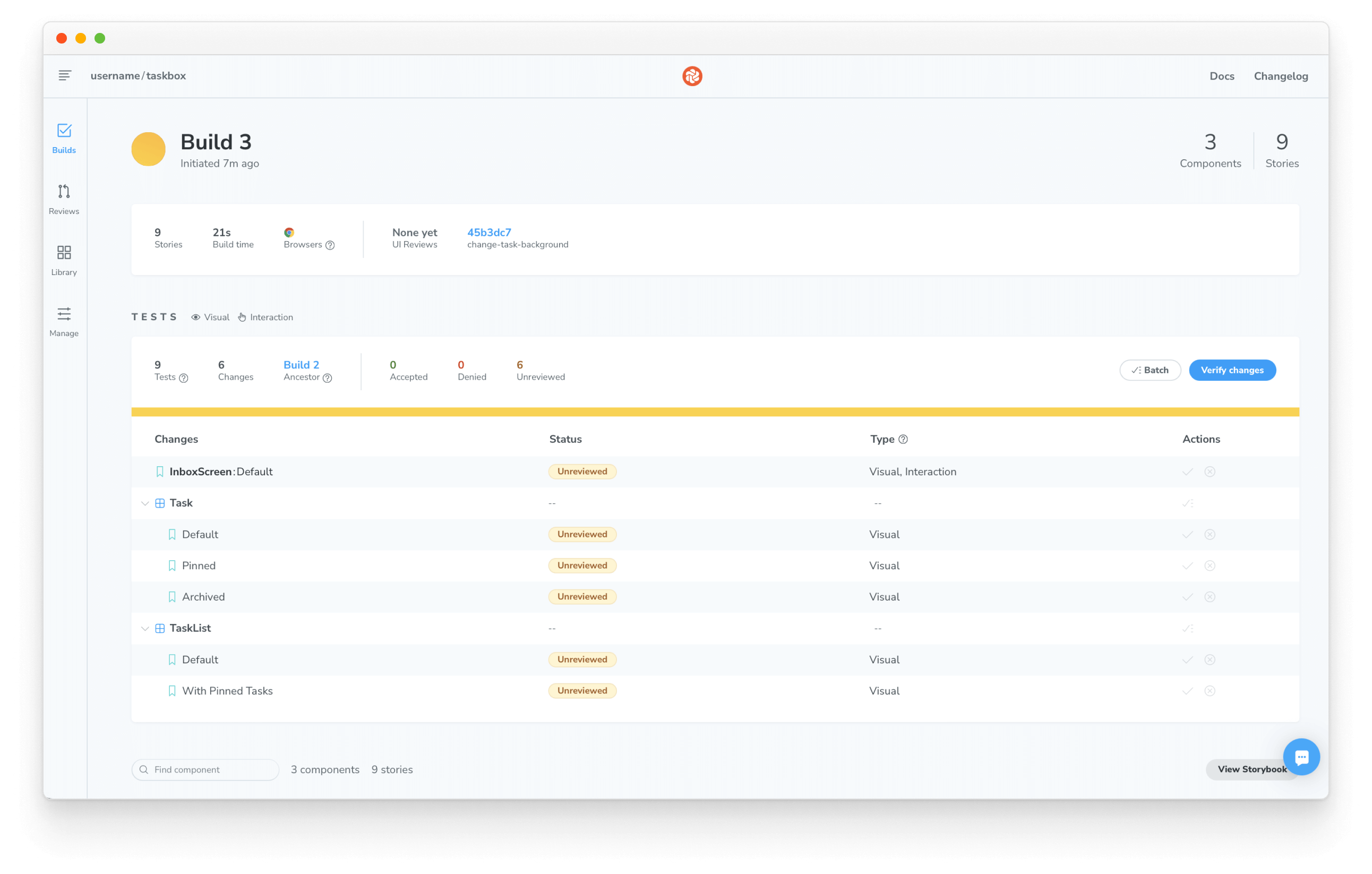 Changement UI dans Chromatic